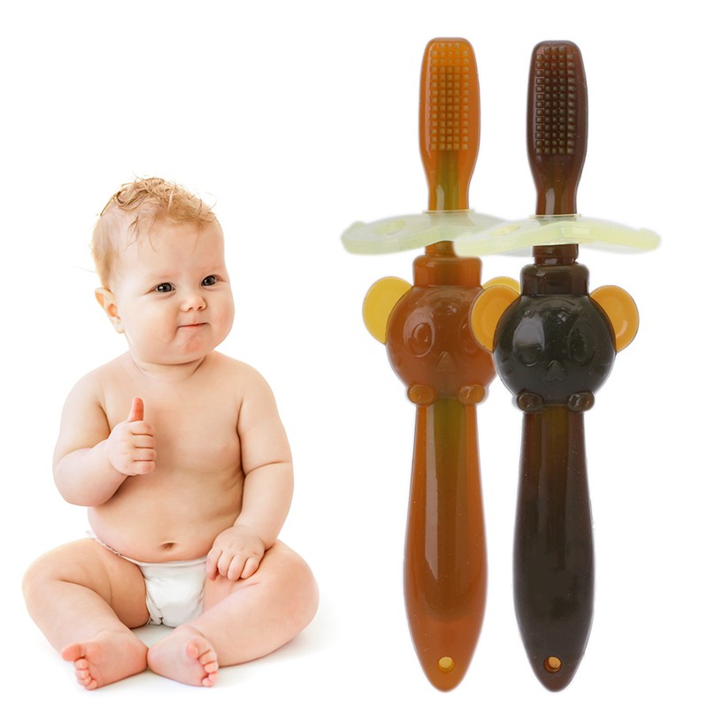 Bàn chải đánh răng chất liệu silicon mềm an toàn tiện dụng cho bé