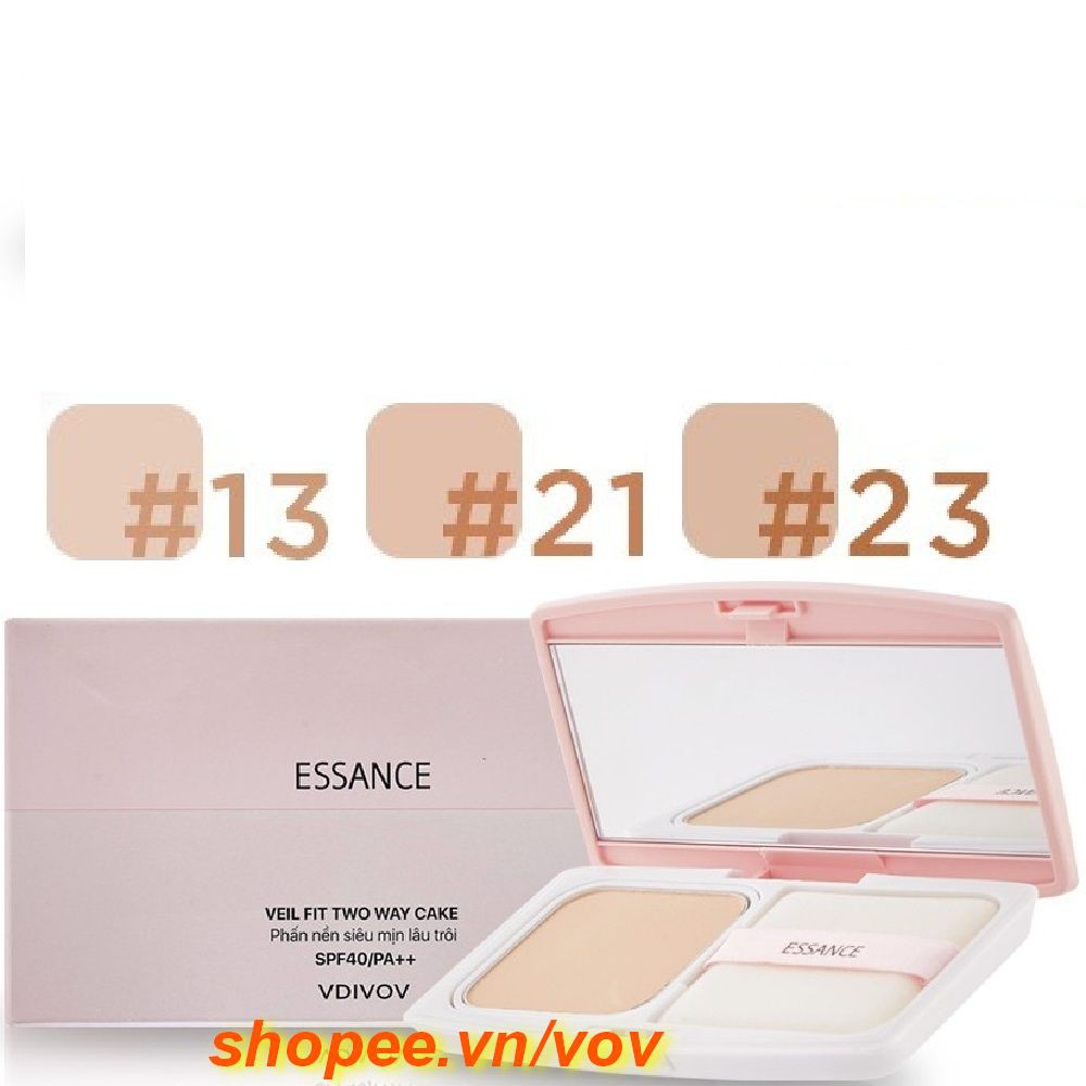 Phấn Nền Số 13 Tông Da Sáng Essance Siêu Mịn Lâu Trôi Veil Fit Two Way Cake Spf40 pa++ Chính Hãng.