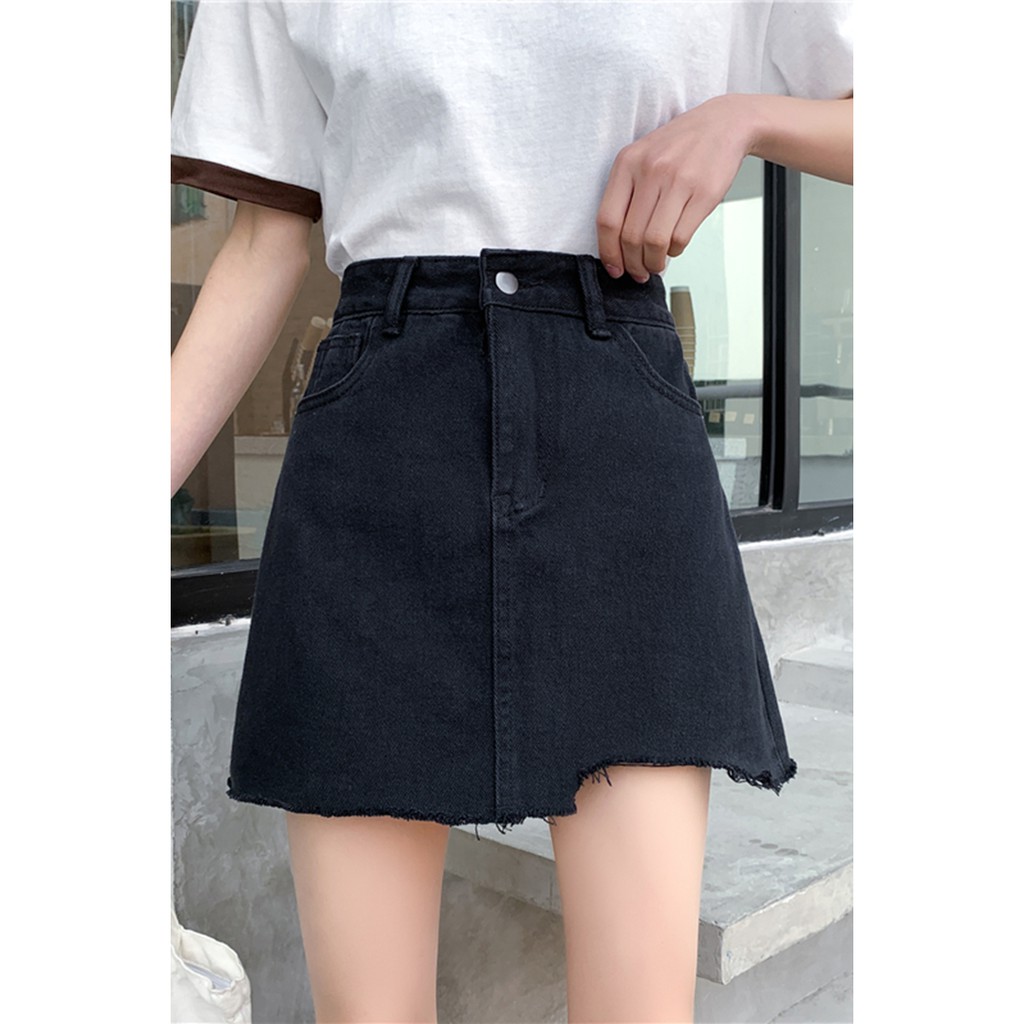 Chân váy jean đen basic Ulzzang Quảng châu mẫu 1 -  u.w