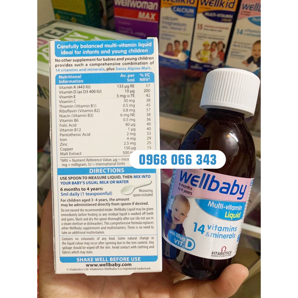 Vitamin Tổng Hợp Wellbaby Cho Bé 150ml, Wellbaby 14 Vitamin Tăng Sức Đề Kháng Cho Bé