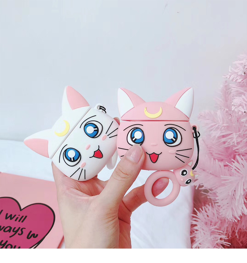 Vỏ bảo vệ hộp sạc tai nghe Airpods 1 / 2 hình mèo con xinh xắn