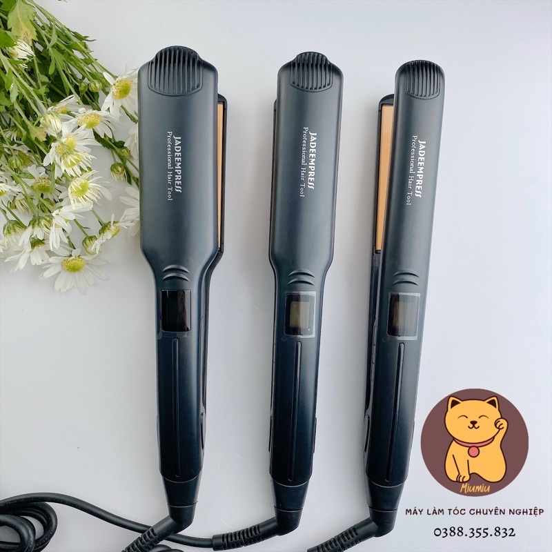 Máy là duỗi tóc Jadeempress mặt sứ mượt bóng tóc màn LCD hiện nhiệt dùng cho tiệm tóc