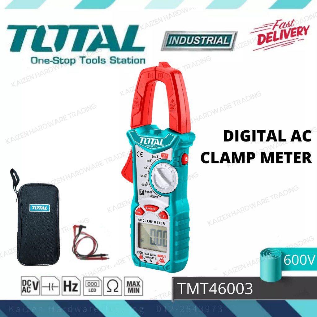 Ampe kìm cao cấp Total TMT46003 Đồng hồ kẹp đo dòng vạn năng AC DC Điện trở - dụng cụ đo lường | ingco value