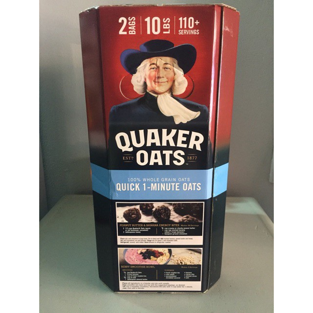 Yến mạch cán dẹp ăn liền Quick 1 minutes Quaker oats mẫu mới nhất 4.6kg -Authentic 100%