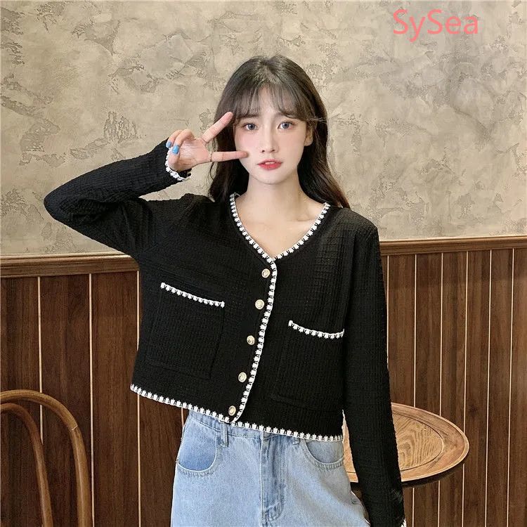 Áo cardigan dệt kim dáng rộng tay dài cổ V cho nữ