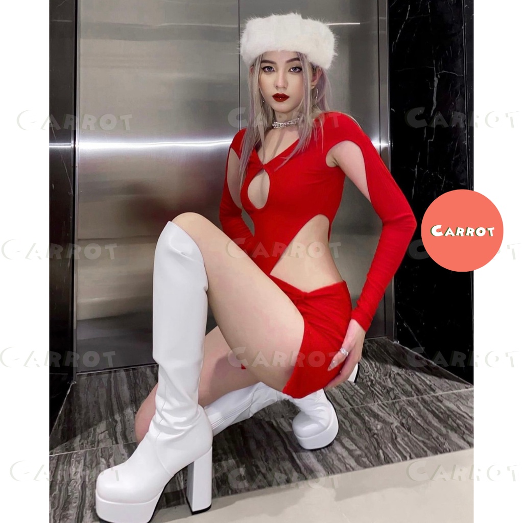 Set áo croptop dài tay khoét kèm chân váy ngắn gợi cảm thời trang cho nữ carrotxinhdep (114)