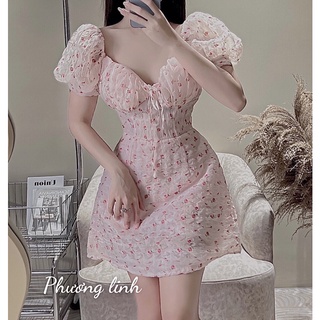 Váy xốp hoa nhí có mút ngực