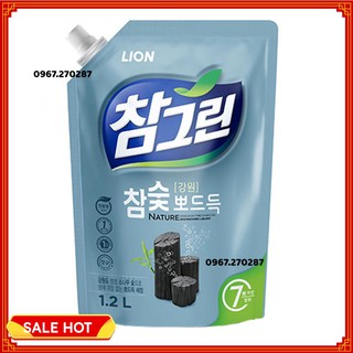 Nước Rửa Rau Quả Và Chén Bát LION CharmGreen Tinh Chất Than Hoạt Tính 1.2 lít - Chuyên sỉ
