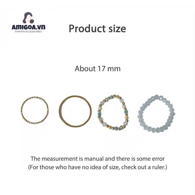 ✨✨Bộ 4 Nhẫn Bạc Nhiều Màu Phong Cách Hàn Quốc