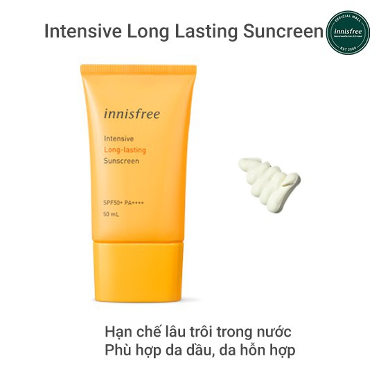 Kem chống nắng lâu trôi innisfree Intensive Long Lasting Sunscreen SPF50+ PA++++ 50ml