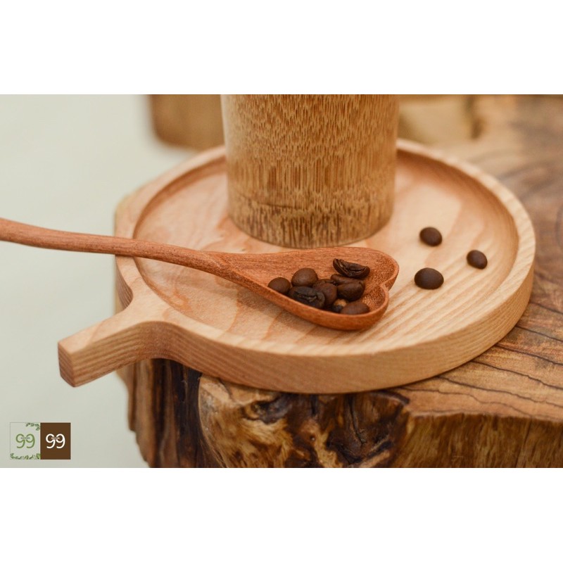 Khay Tròn Có Tay Cầm Gỗ Tần Bì/ Phụ Kiên Decor Trang Trí Bàn Ăn - Wooden Tray