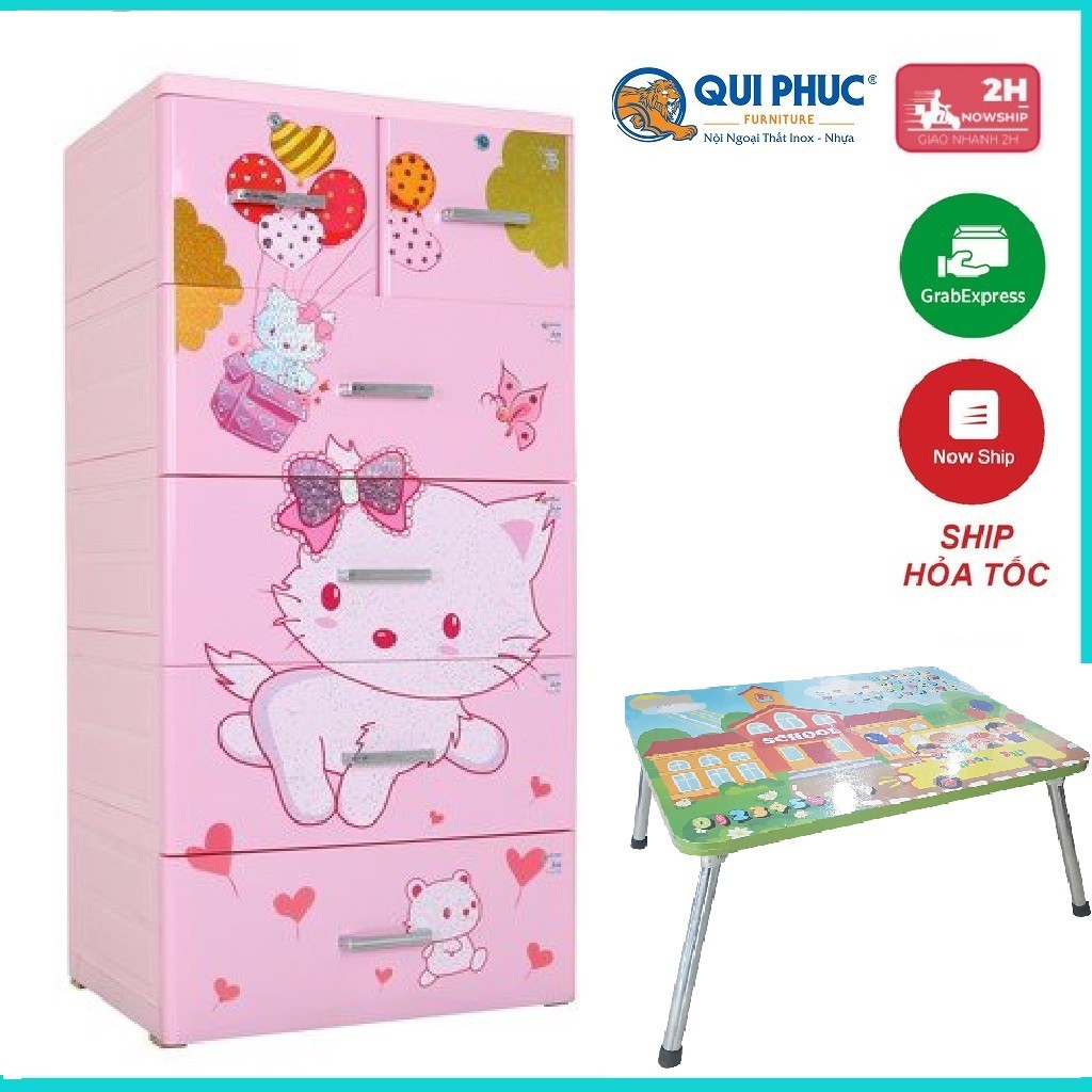 TỦ NHỰA QUI PHÚC BITE MÈO CON TẶNG BÀN XẾP CHO BÉ- BẢO HÀNH NHỰA LÊN TỚI 10 NĂM