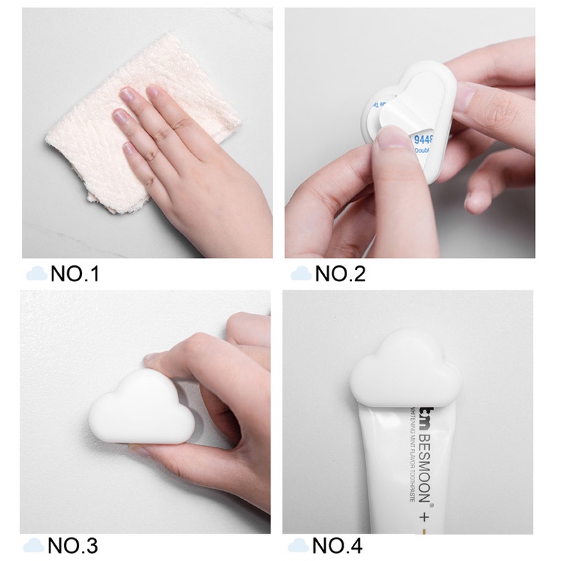 Kẹp Cố Định Kem Đánh Răng Hình Đám Mây Sáng Tạo Gắn Tường Không Để Lại Dấu Vết