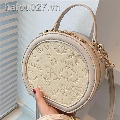 Túi Đeo Chéo Hình Tròn Nhỏ Gọn Phối Dây Xích Thời Trang Mùa Hè Dành Cho Nữ 2021