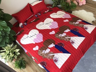 Bộ chăn ga gối poly chần bông
