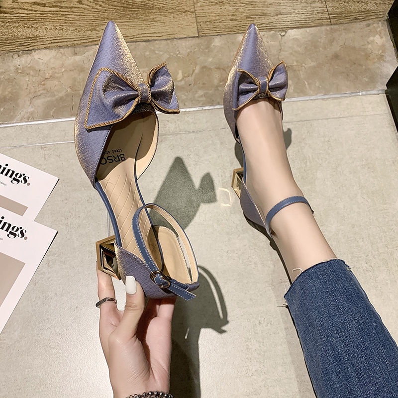 Giày Cao Gót Mũi Nhọn Cài Khóa Phong Cách Pháp Thời Trang Mùa Hè Hàng Mới 2022 Dành Cho Bạn Nữ