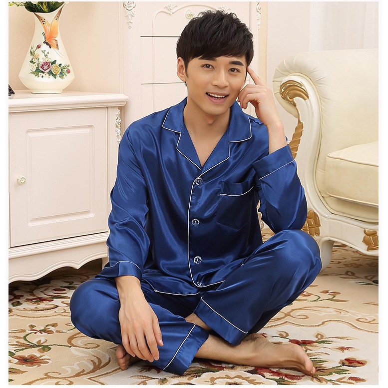 NG8805 - Bộ pyjama nam dài tay chất lụa mềm mại cao cấp hàng nhập
