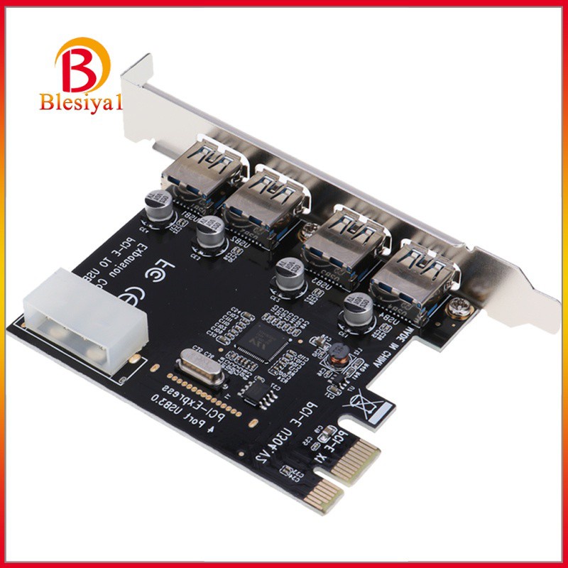 [BLESIYA1] PCI-E USB 3.0 Hub Adapter Expansion Card 4 USB Port w/4PIN Power Supply Port