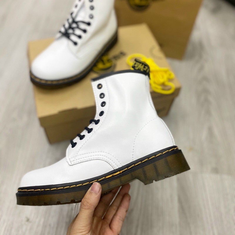 giày thể thao Dr martens trắng cao cổ bản cao cấp - fullbox túi đựng ảnh thật 100%