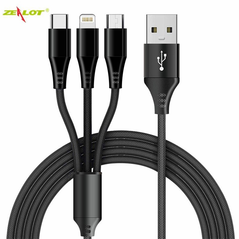 Dây cáp sạc nhanh USB loại C 3 trong 1 cho Apple Android Type-C