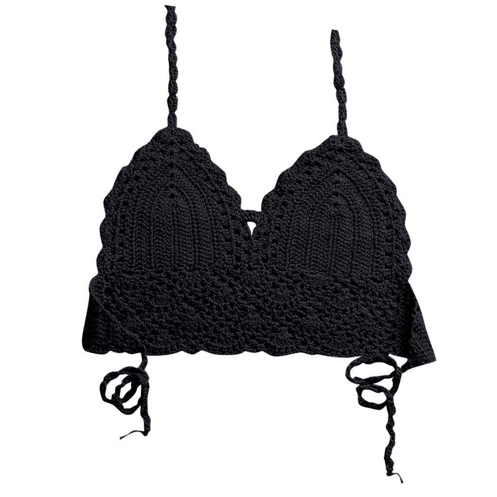 Women Sexy Bikini Top Knitting Swimsuit Padded Beachwear Lace Swimwear | BigBuy360 - bigbuy360.vn