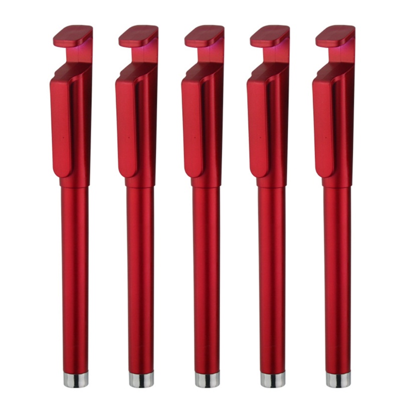 v.vn Pack of 5 3-in-1 Reusable Gel Pen Rollerball Pen Black Color Gel Pens with Phone Holder 0.5mm Liquid Ink Pen for School