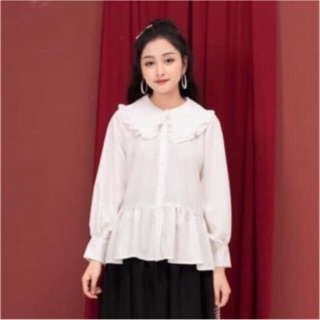 [ Kèm hình thật ] Áo baby doll - áo cổ sen siêu xinh