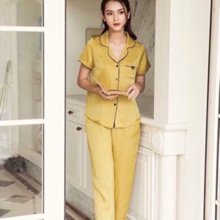 ĐỒ BỘ LỤA QUẦN DÀI - TAY NGẮN (trơn 1 màu)