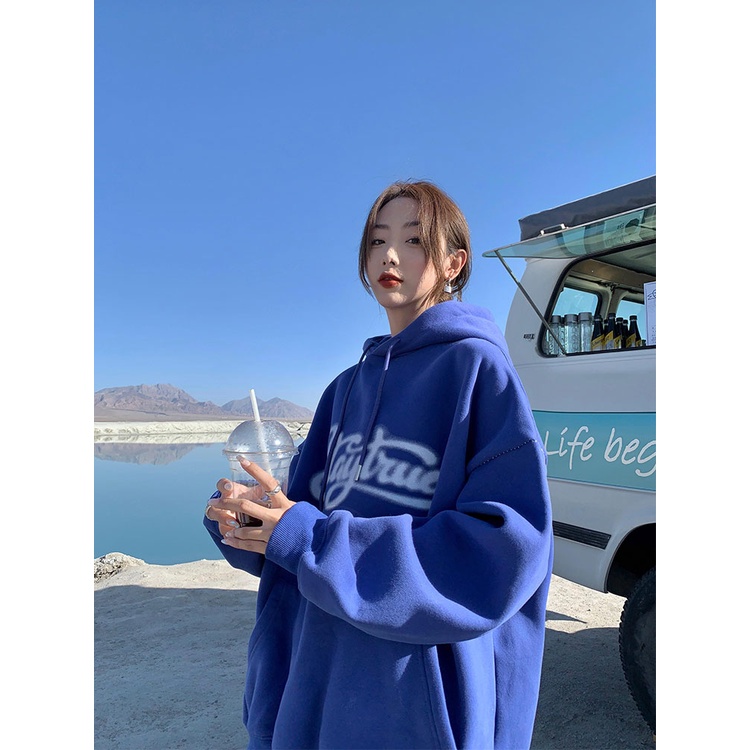 NRVP Áo Hoodie Nữ Tay Dài Dáng Rộng Thời Trang Phong Cách Hàn Quốc