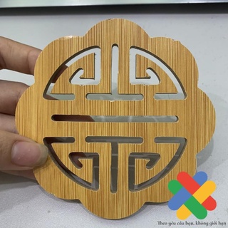 miếng đế lót ly bằng gỗ có họa tiết hình dễ thương
