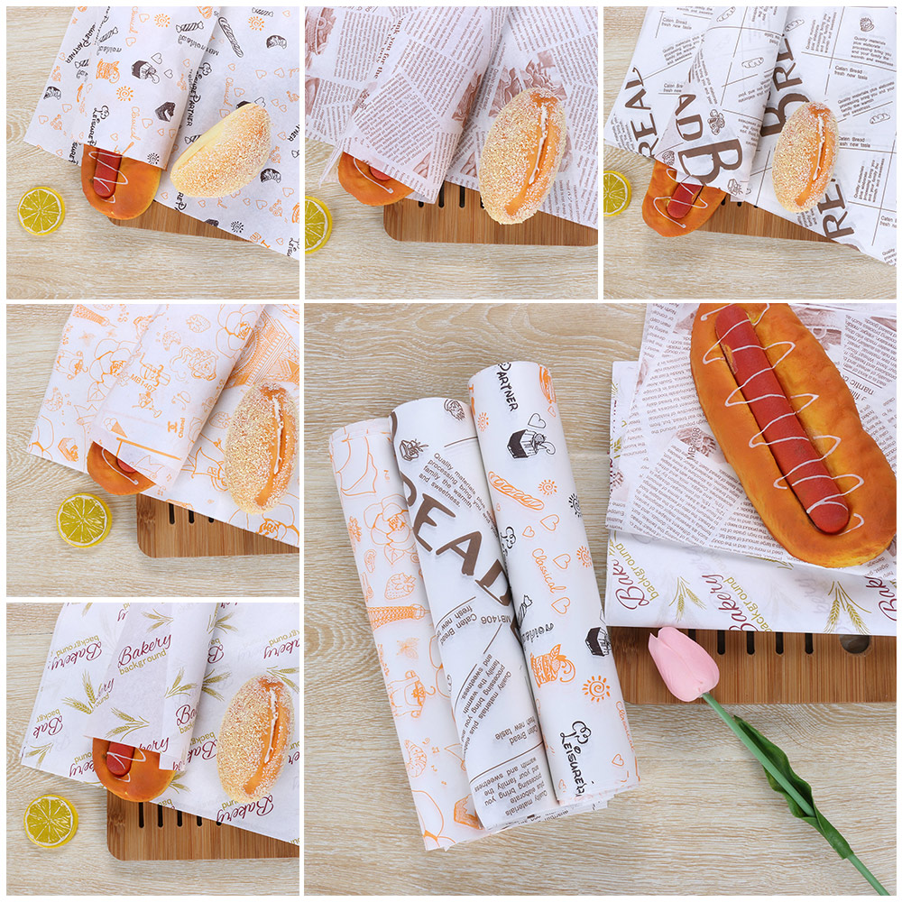 Túi Giấy Sáp Gói Bánh Mì Hamburger Chống Dầu Chống Dầu Trang Trí Thủ Công Cho Nhà Bếp