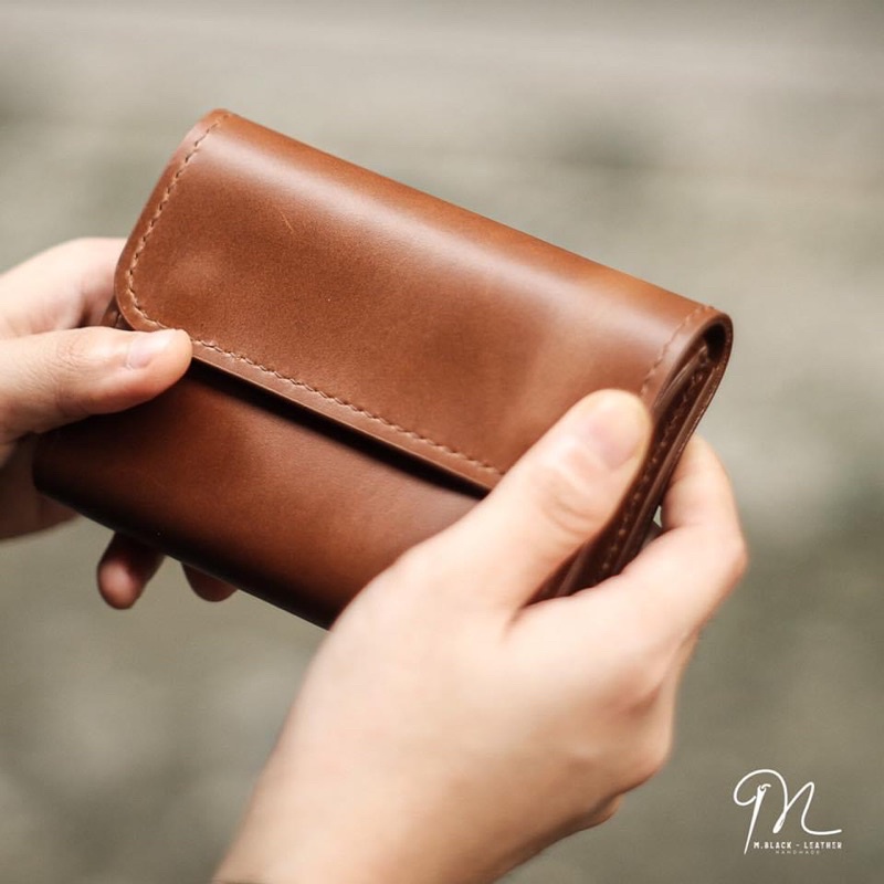 VÍ COIN DA BÒ THẬT HANDMADE CÓ NGĂN ĐỰNG CHÌA KHÓA