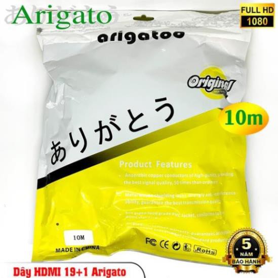 Cáp HDMI ARIGATO 10M lõi đồng HDTV 4K*2K (19+1) - Dây HDMI To HDMI tròn chuẩn FULL HD 1080p