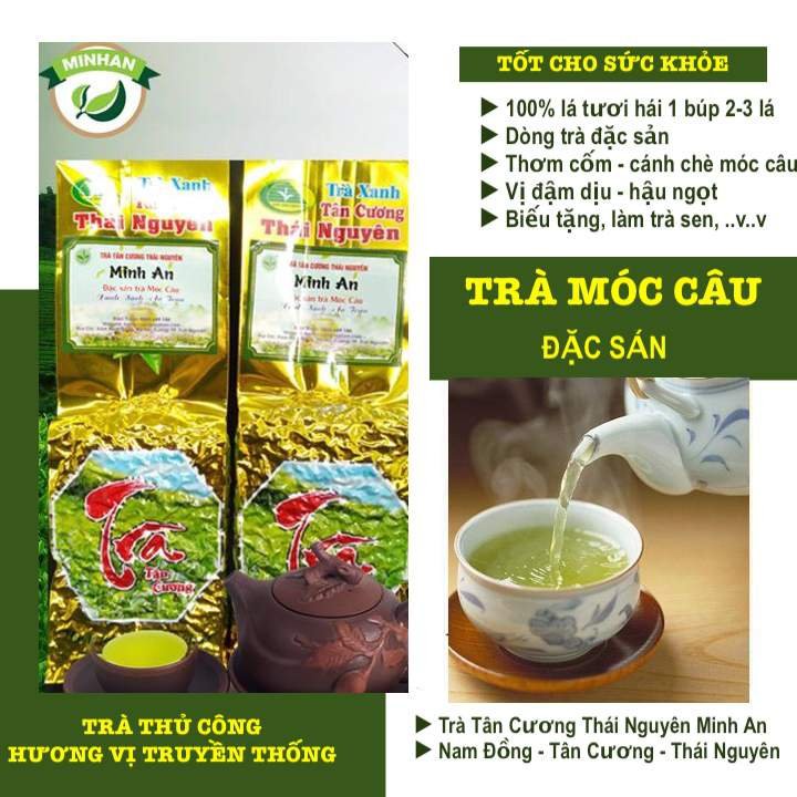 [MUA 2 TẶNG 1] Trà Thái Nguyên Tân Cương - 50gr trà móc câu đặc sản - xưởng chè xanh Minh An uy tín