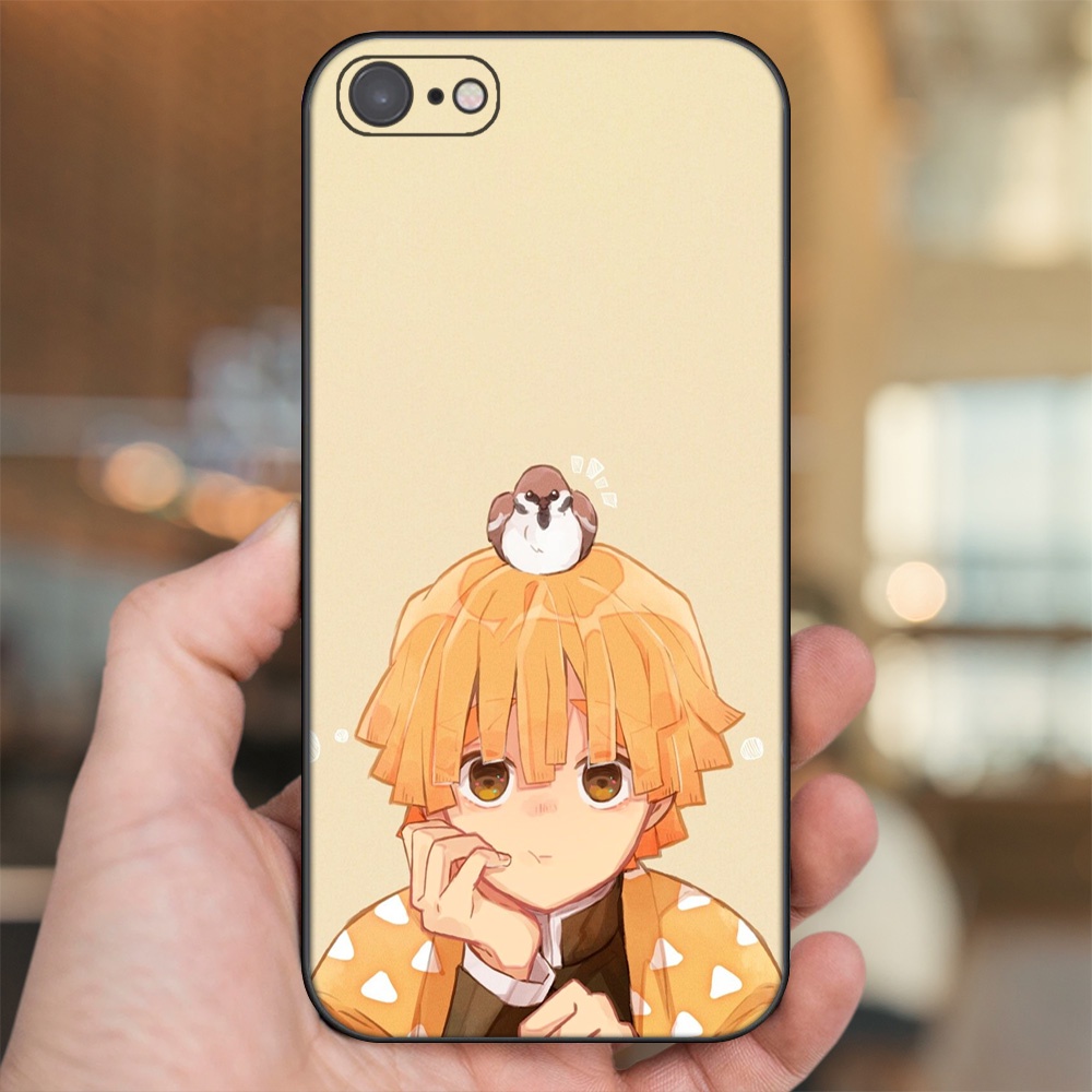 Ốp lưng iPhone 7, 8 dẻo đen cạnh vuông in hình Zenitsu Kimetsu no Yaiba