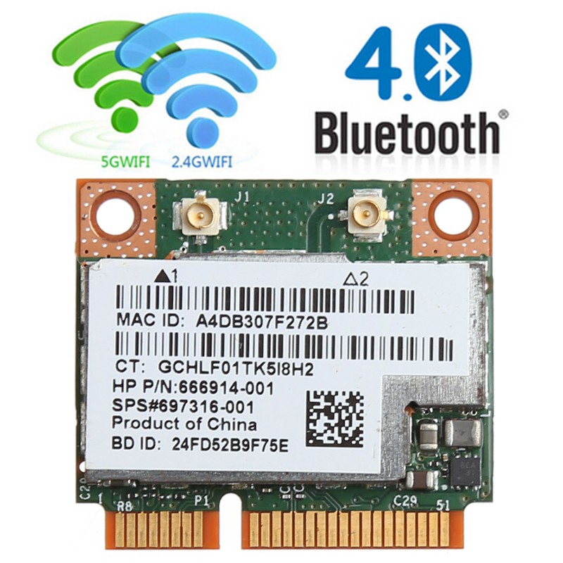 Card Không Dây 300m Wifi Bluetooth 4.0 Pci-E Cho Bcm943228Hmb Hp Sps 718451-001