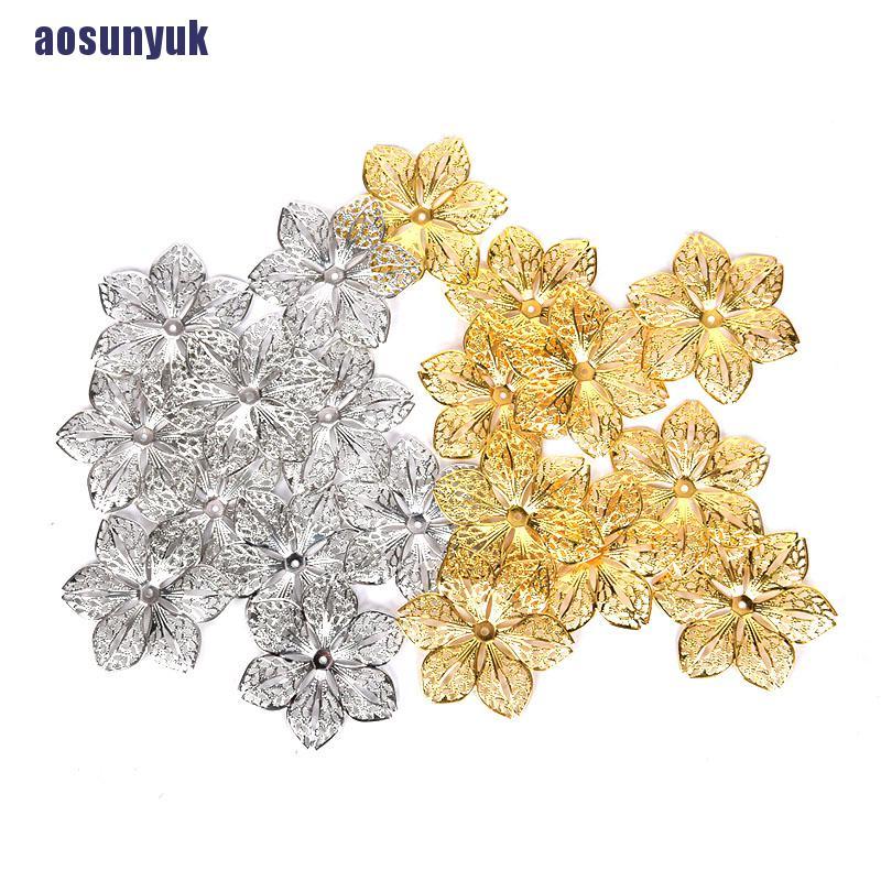 Set 50 đầu nối mặt trang sức DIY hình dạng bông hoa thủ công độc đáo