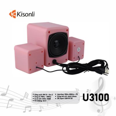 Loa 2.1 Kisonli U-3100 Pink LED