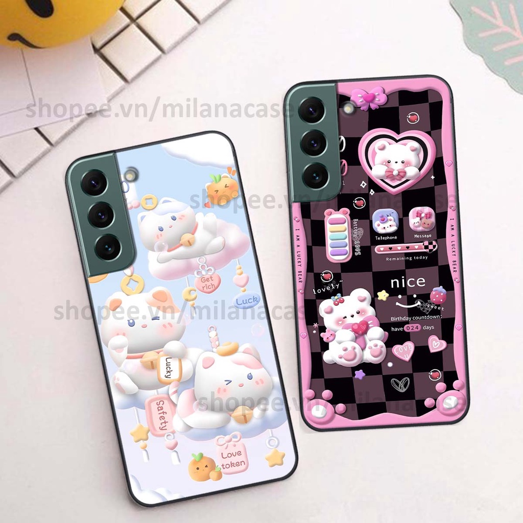 Ốp Samsung S22 / S22 Plus / S22 Ultra / S22+ hình đồng hồ icon gấu mèo cute cực dễ thương ngộ nghĩnh