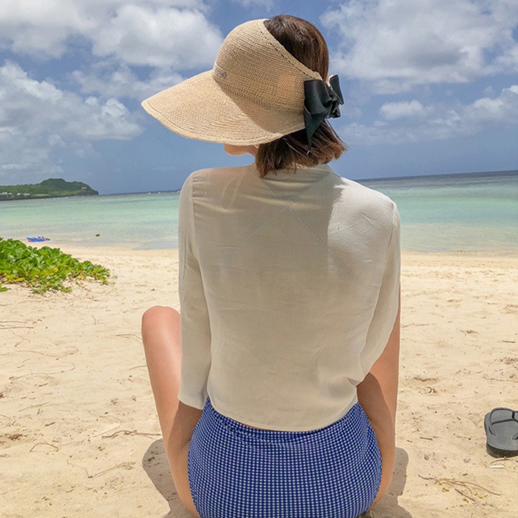 Bộ bơi bikini xanh caro chéo lưng | BigBuy360 - bigbuy360.vn