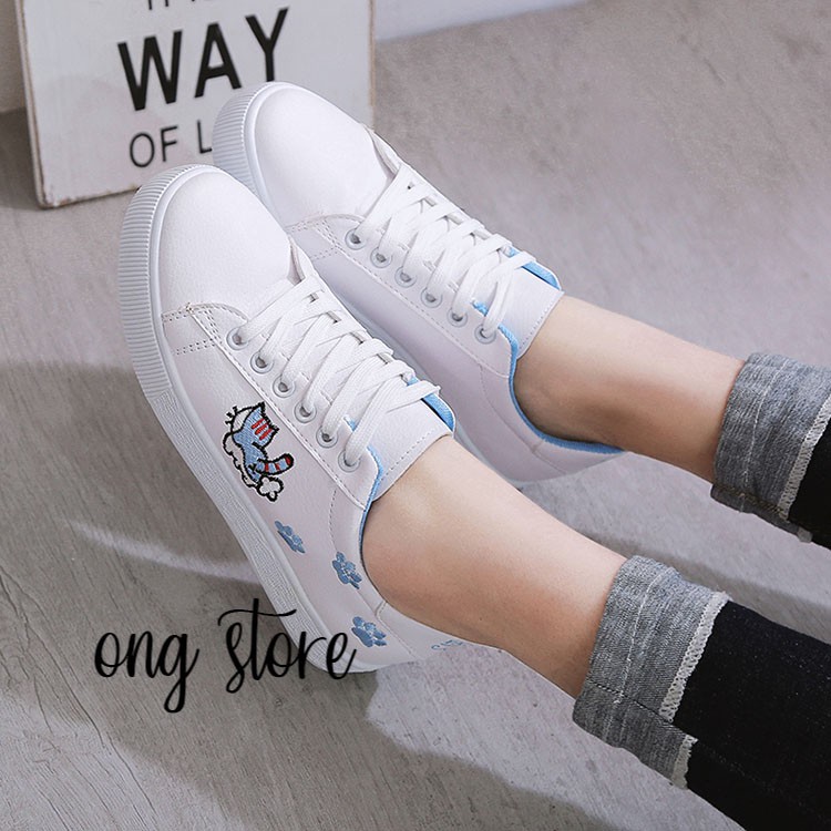 (freeship) Giày thêu hình mèo xinh xắn (mèo cạnh) | BigBuy360 - bigbuy360.vn