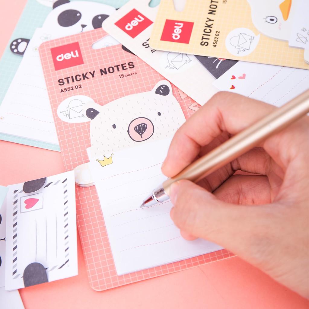 Set 15 giấy ghi chú 76×101mm hình động vật dễ thương