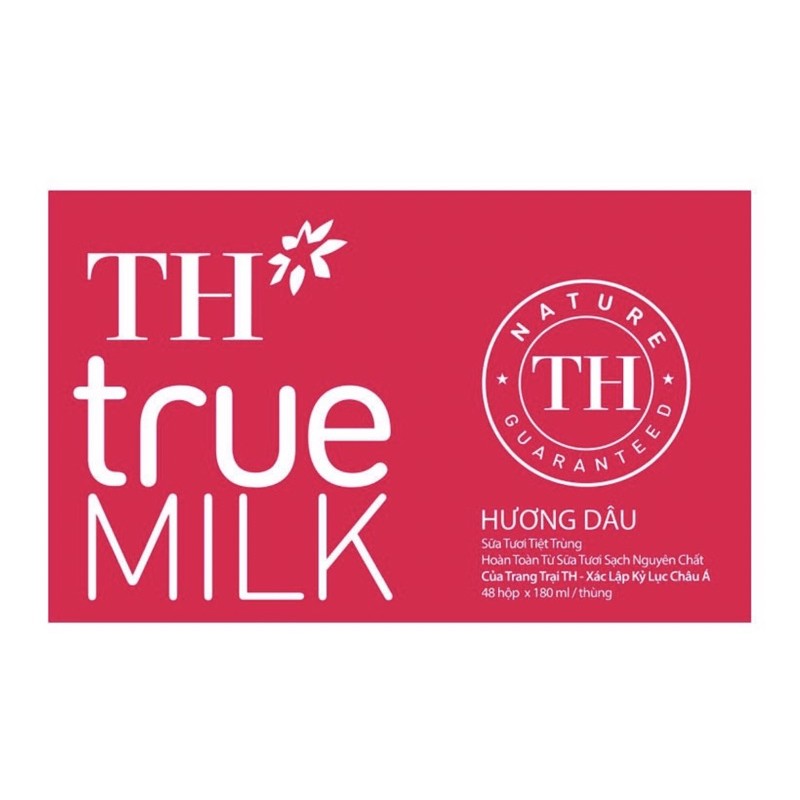 1/2 thùng = 24 hộp sữa tươi TH TrueMilk 180ml ( Có đường, Ít đường, Không đường, Sô-cô-la, Dâu)
