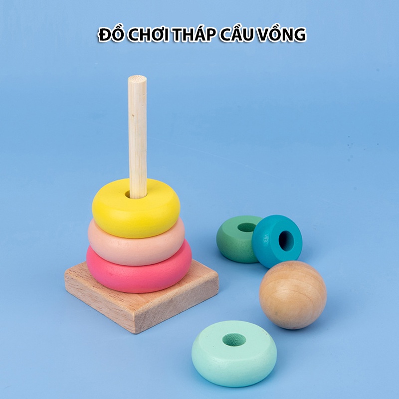 Đồ Chơi Bằng Gỗ Cho Bé, Đàn Xylophone 8 thanh, Tháp Gỗ Cầu Vồng, giúp bé vui chơi, phát triển trí tuệ và các giác quan