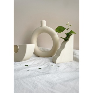 [Mã SKAMLTSM9 giảm 10% đơn 99K] Lọ gốm hình học [Mici Decor] bình hoa style Hàn, minimal, màu be