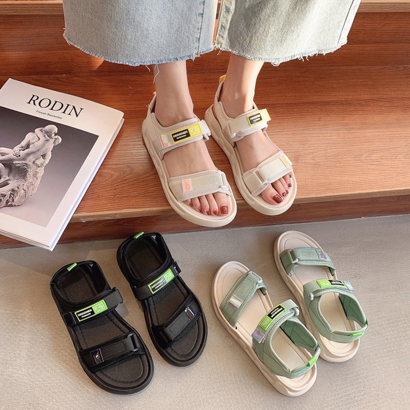 Sandal nữ quai dán FIN size 33->40 - Dép quai hậu học sinh Fin Fashion 2 màu Mới