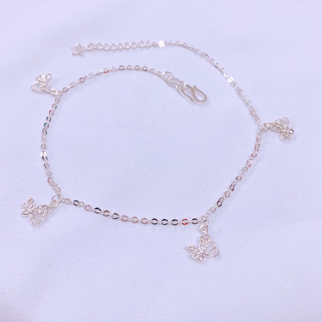 Lắc chân nữ bạc thật hình con bướm nhỏ xinh xắn LINH MIU SILVER