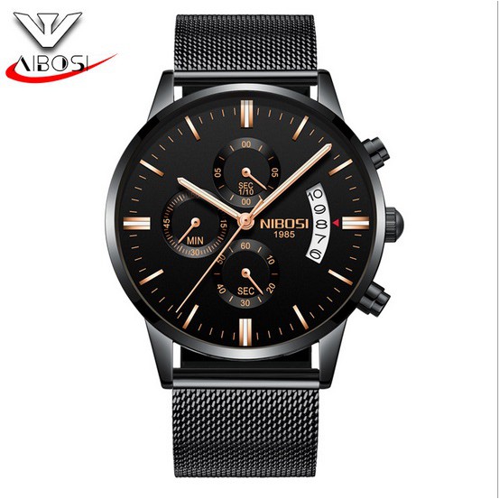 Đồng hồ nam 6 kim dây lưới thép không gỉ Nibosi 1985 (fullbox, 4 màu) | BigBuy360 - bigbuy360.vn