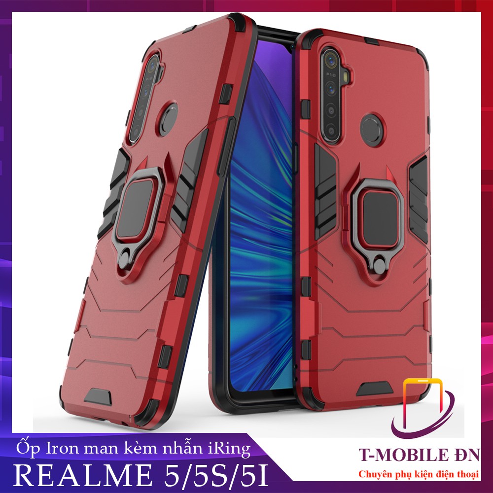 Ốp lưng Realme 5 5i 5s, Ốp iron man chống sốc kèm nhẫn iring chống xem video bảo vệ camera Realme 5 5i 5s