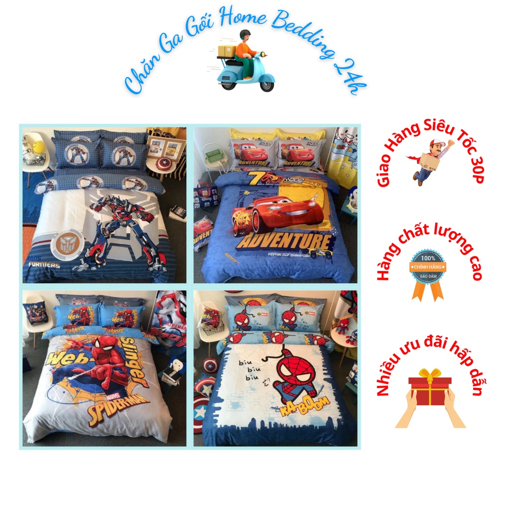 Bộ Chăn Ga Gối Cotton Disney Cho Bé Trai Hút Ẩm Tốt, Hạn Chế Tối Đa Nấm Mốc Và Vi Khuẩn, An Toàn Tuyệt Đối Cho Bé